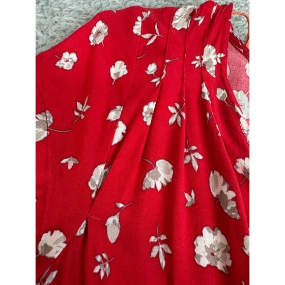 Free People Red Floral Print Keyhole Back Dinner Dress Size 10 NWT - Picture 7 of 16